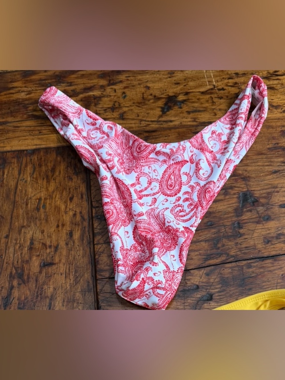 SHEIN Red Paisley High-Cut Bikini Bottom